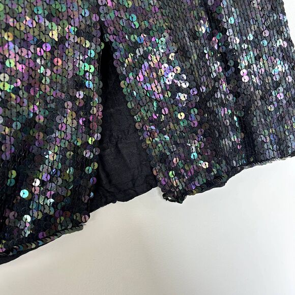 Vintage‎ 80's 90's Iridescent Sequin Skirt | 100% Silk Lined Made in India - Picture 4 of 11